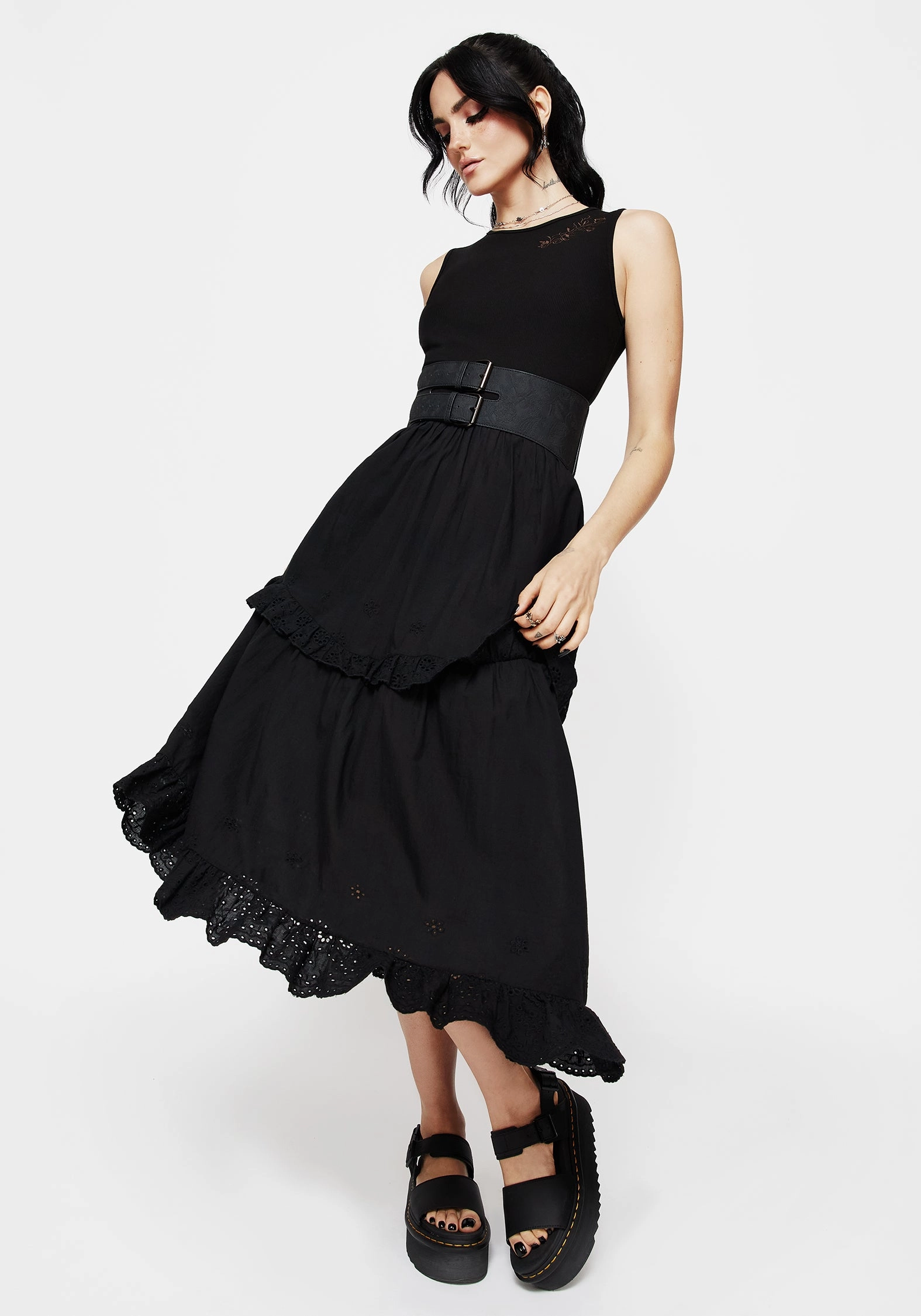 Laveau Embroidered Broderie Midi Dress Dresses Womens - beach dresses cheap