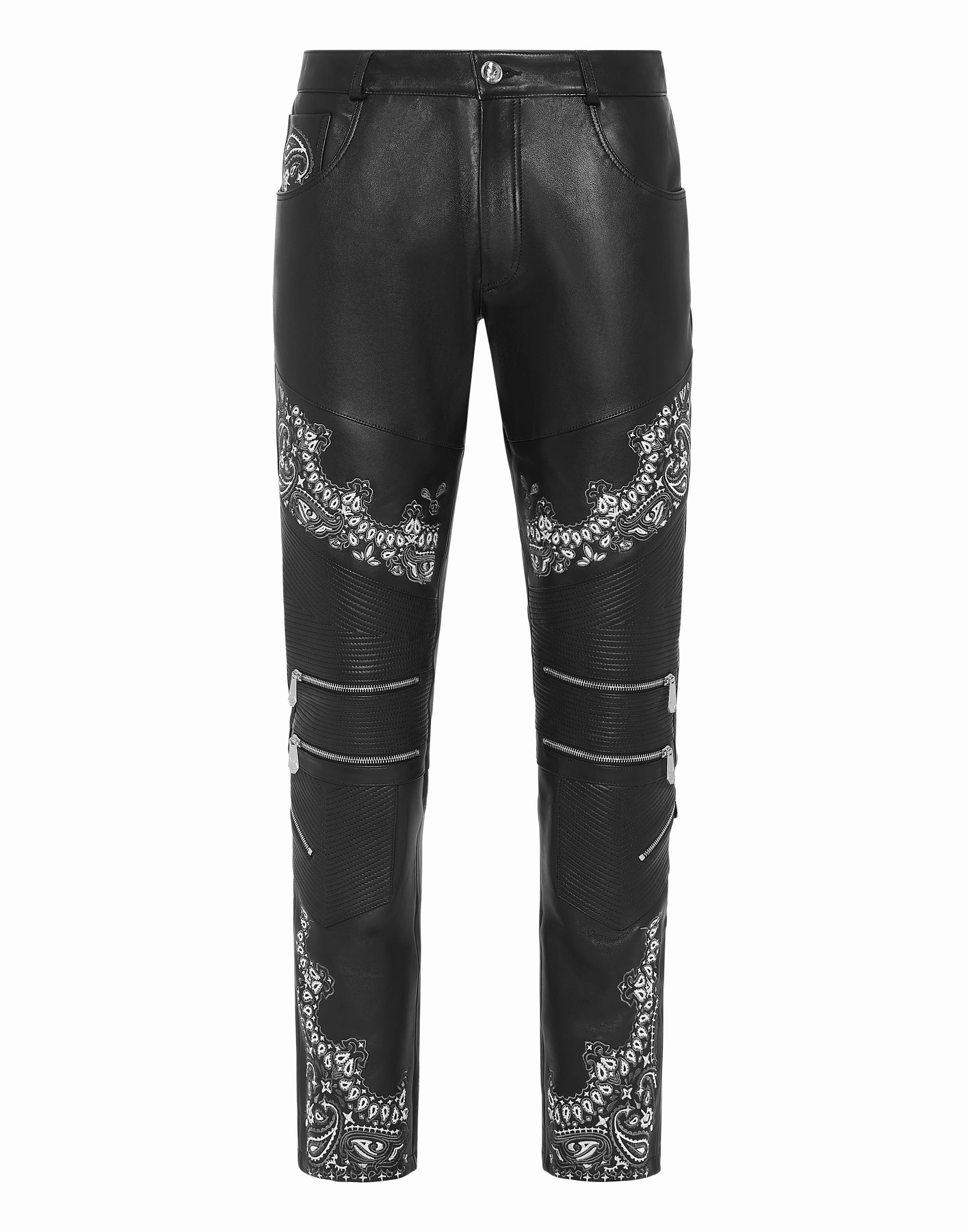 Leather Biker Trousers Paisley