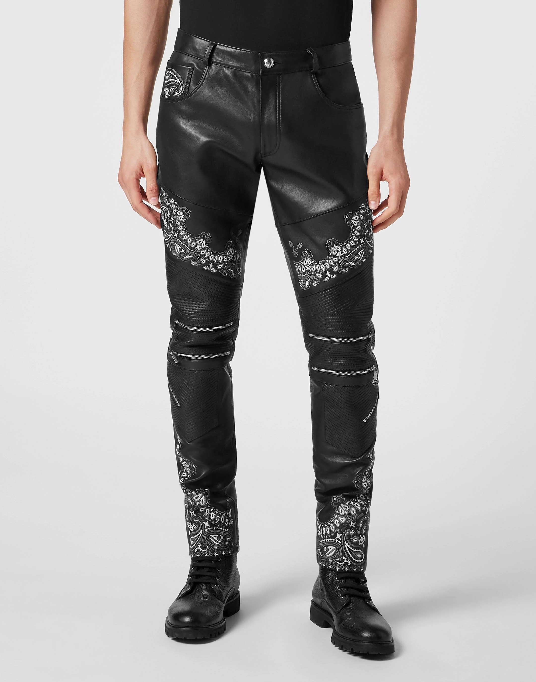 Leather Biker Trousers Paisley