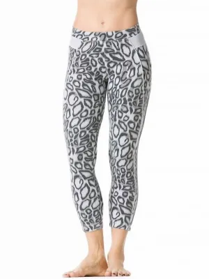 Leopard Print Crop Leggings In Dove Activewear Womens - yoga pants clearance