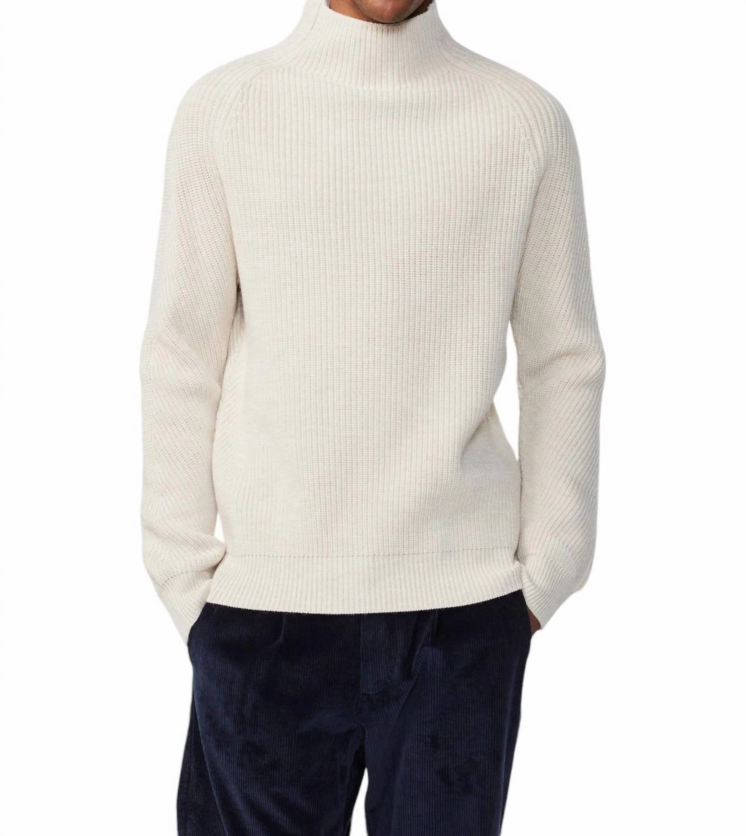 Liam Mock Neck Sweater In Natural Mel turtleneck sweaters sale