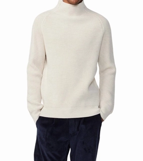 Liam Mock Neck Sweater In Natural Mel turtleneck sweaters sale