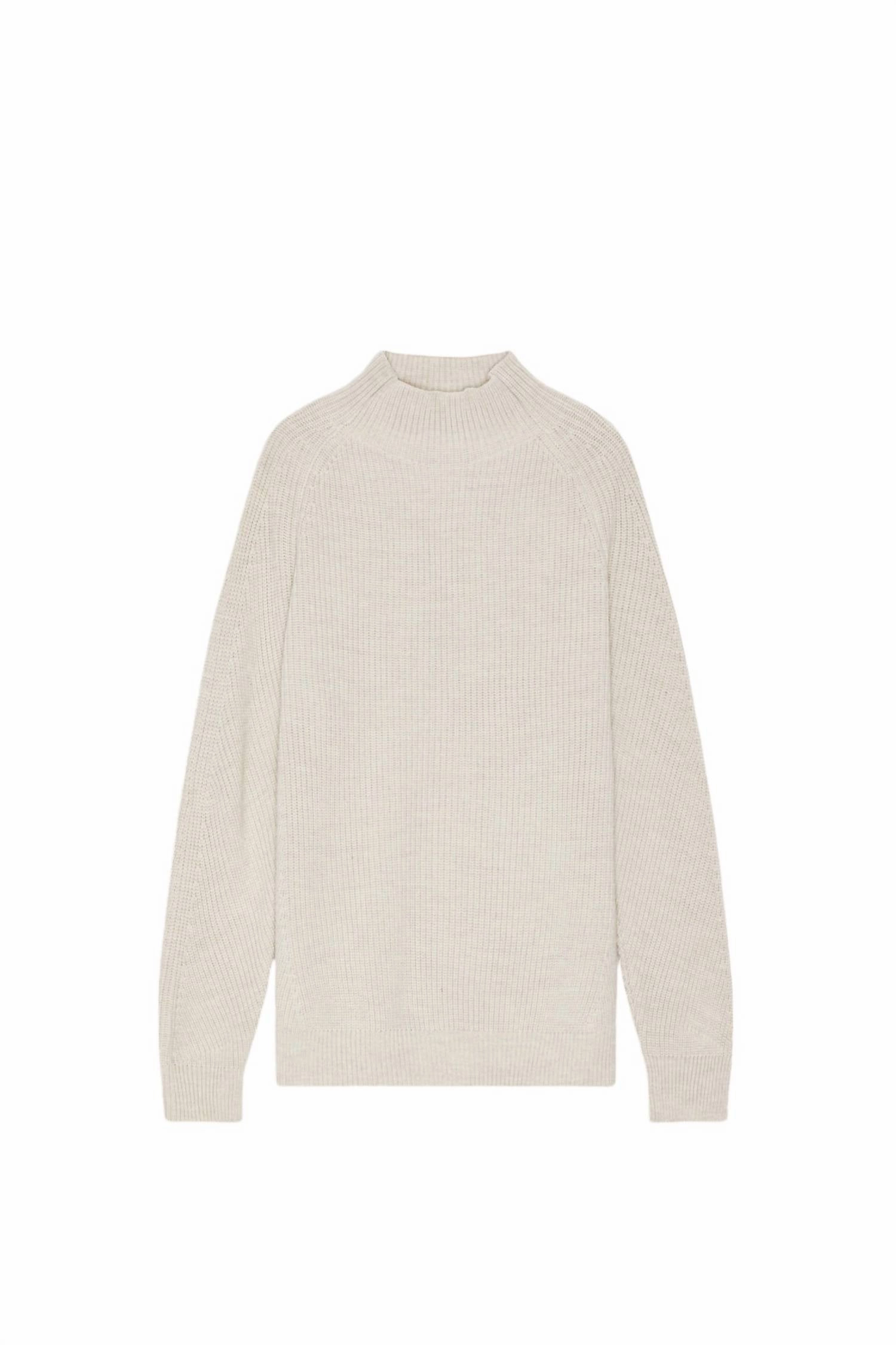 Liam Mock Neck Sweater In Natural Mel