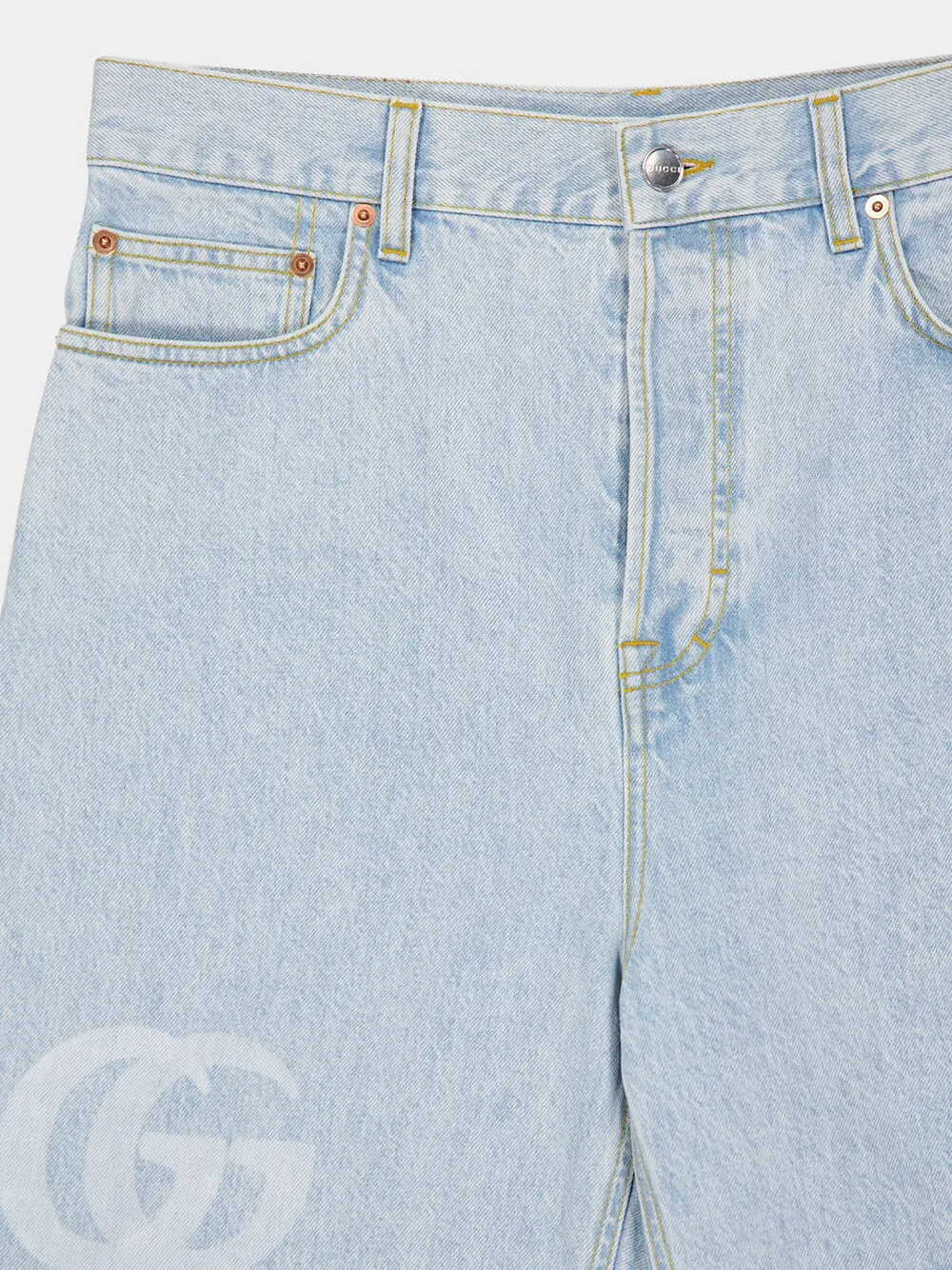 Light Blue Baggy Fit Bleached Jeans