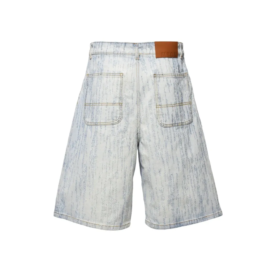 Light Blue Denim Shorts With Embossed Pattern