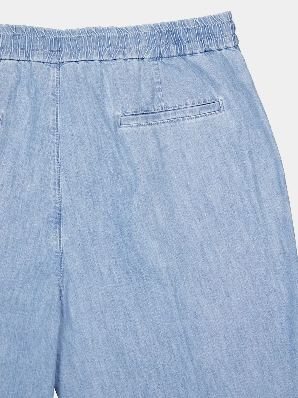 Light Blue Straight Fit Drawstring Pants