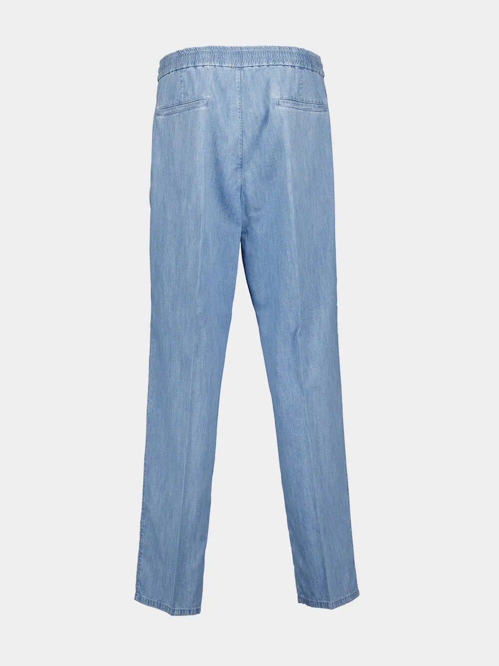 Light Blue Straight Fit Drawstring Pants