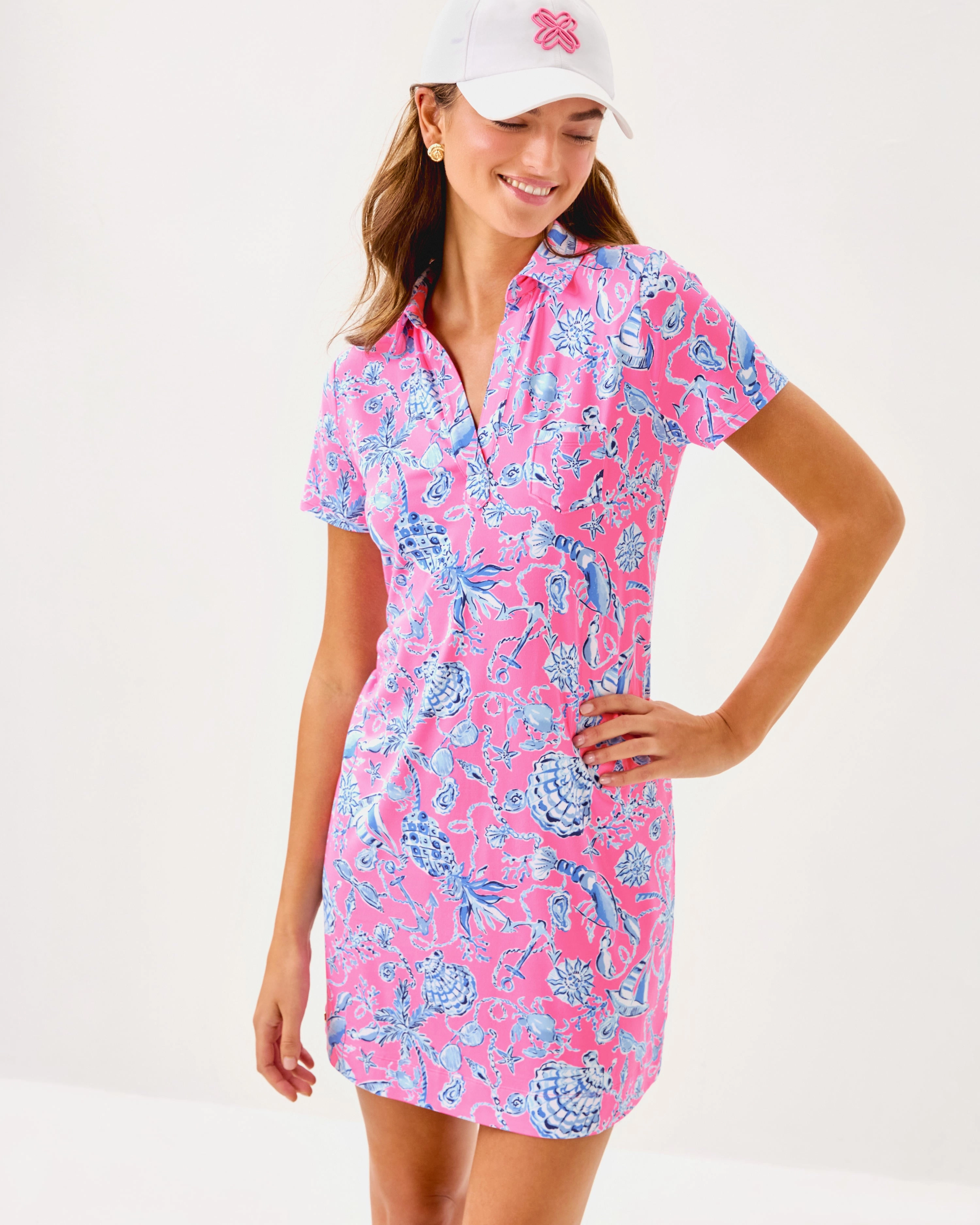 Lilly Pulitzer Dune Short Sleeve Dress - Rousseau Pink - Barefoot Beachcombers