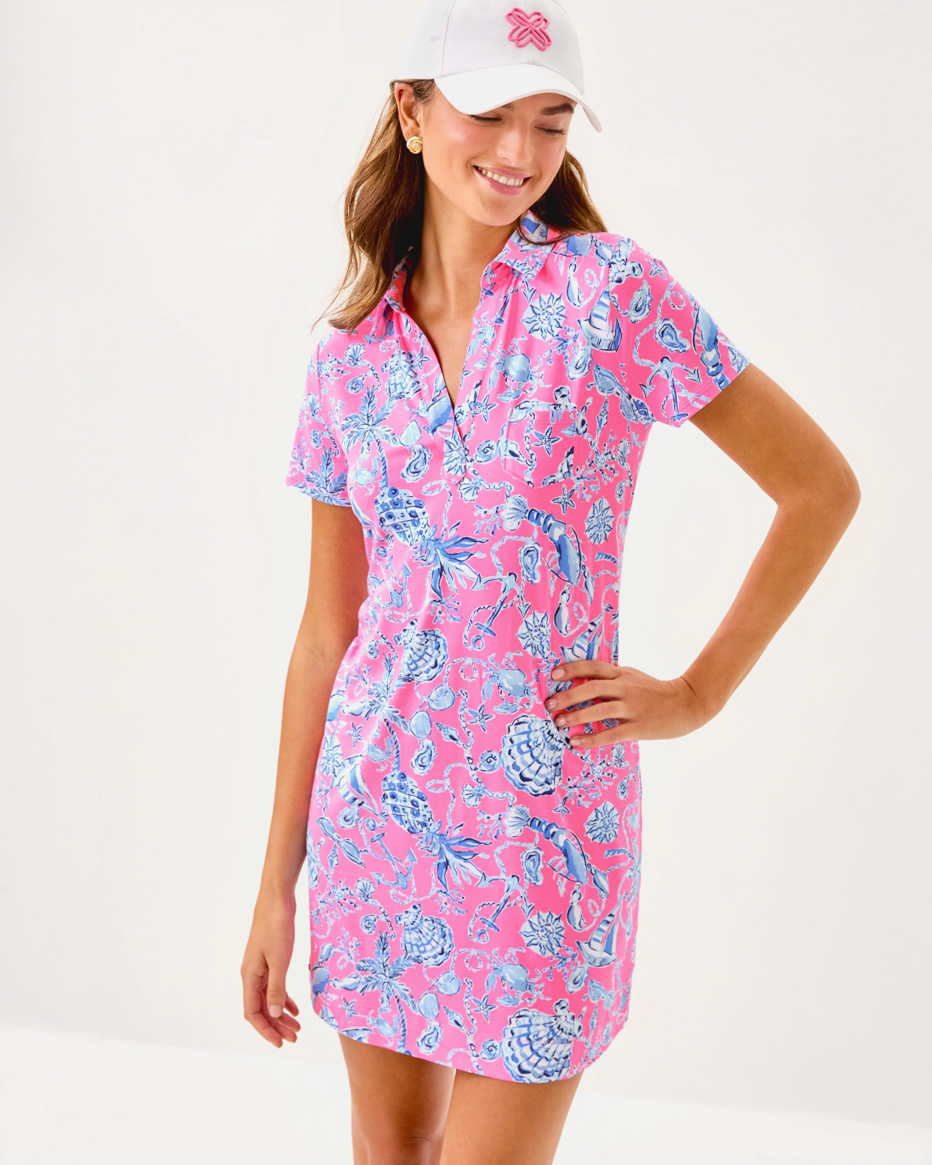 Lilly Pulitzer Dune Short Sleeve Dress - Rousseau Pink - Barefoot Beachcombers