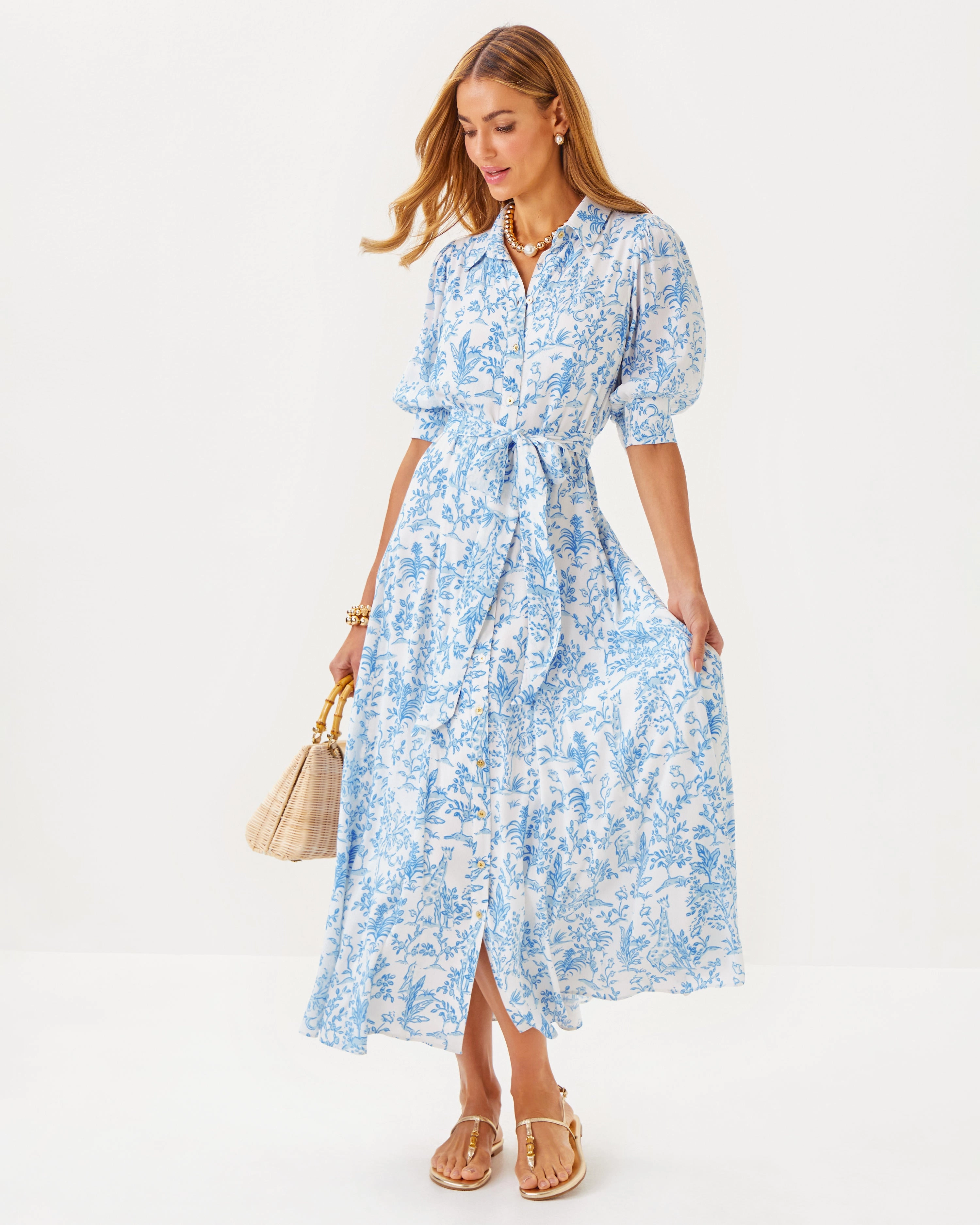Lilly Pulitzer Larkyn Midi Shirtdress - Resort White Tall Tales summer dresses best deals