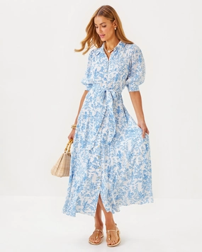 Lilly Pulitzer Larkyn Midi Shirtdress - Resort White Tall Tales summer dresses best deals