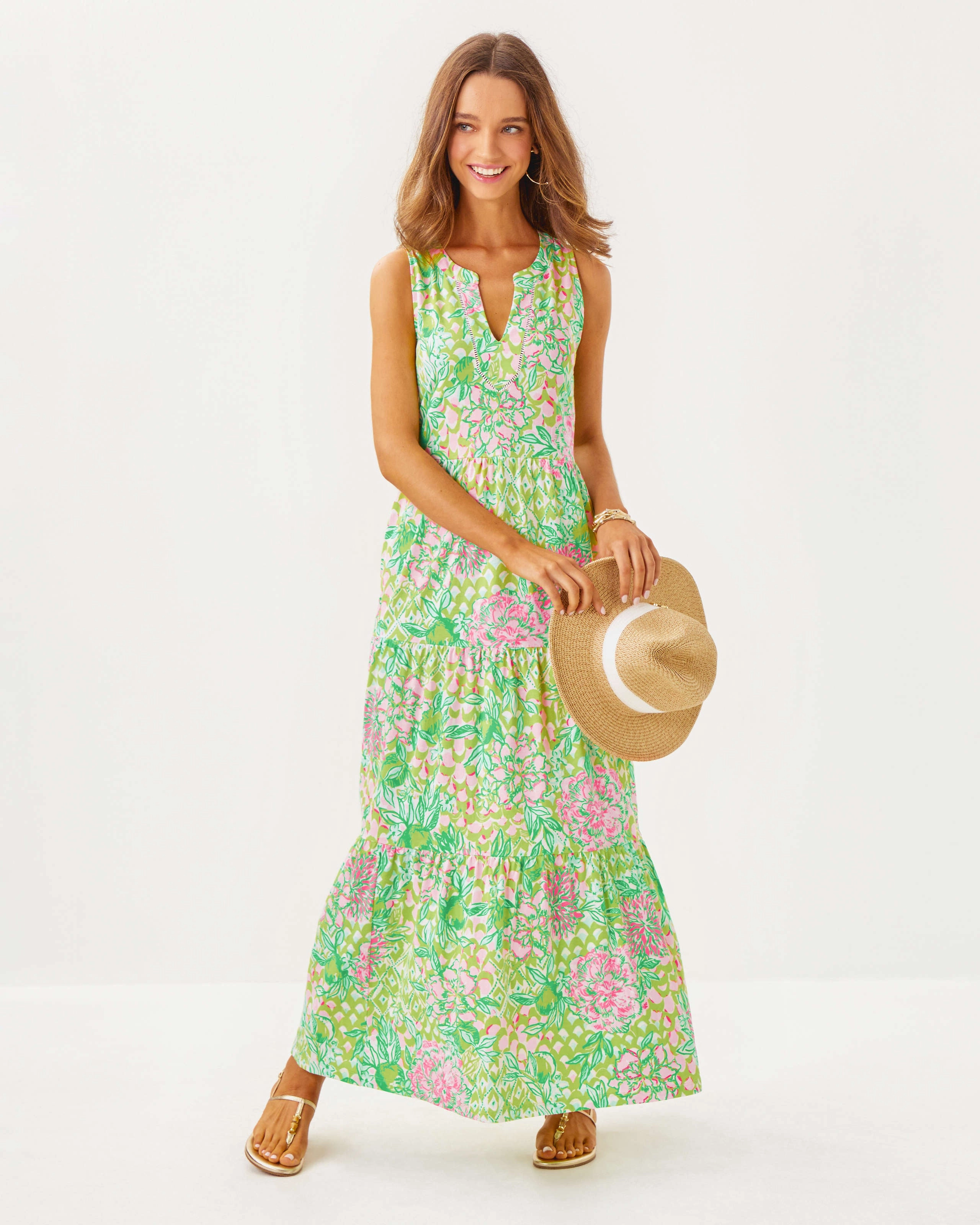 Lilly Pulitzer Sydnee Maxi Dress - Fauna Green - Lime Feeling Good