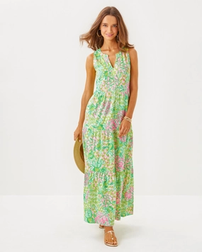 Lilly Pulitzer Sydnee Maxi Dress - Fauna Green - Lime Feeling Good cheap womens dresses