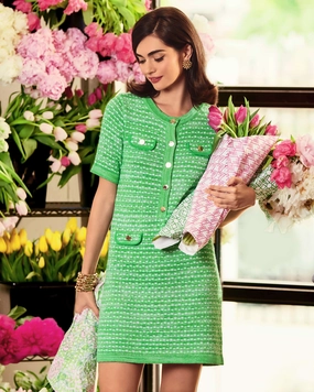 Lilly Pulitzer Theodorah Sweater Dress - Fauna Green Metallic Marl maxi dresses clearance