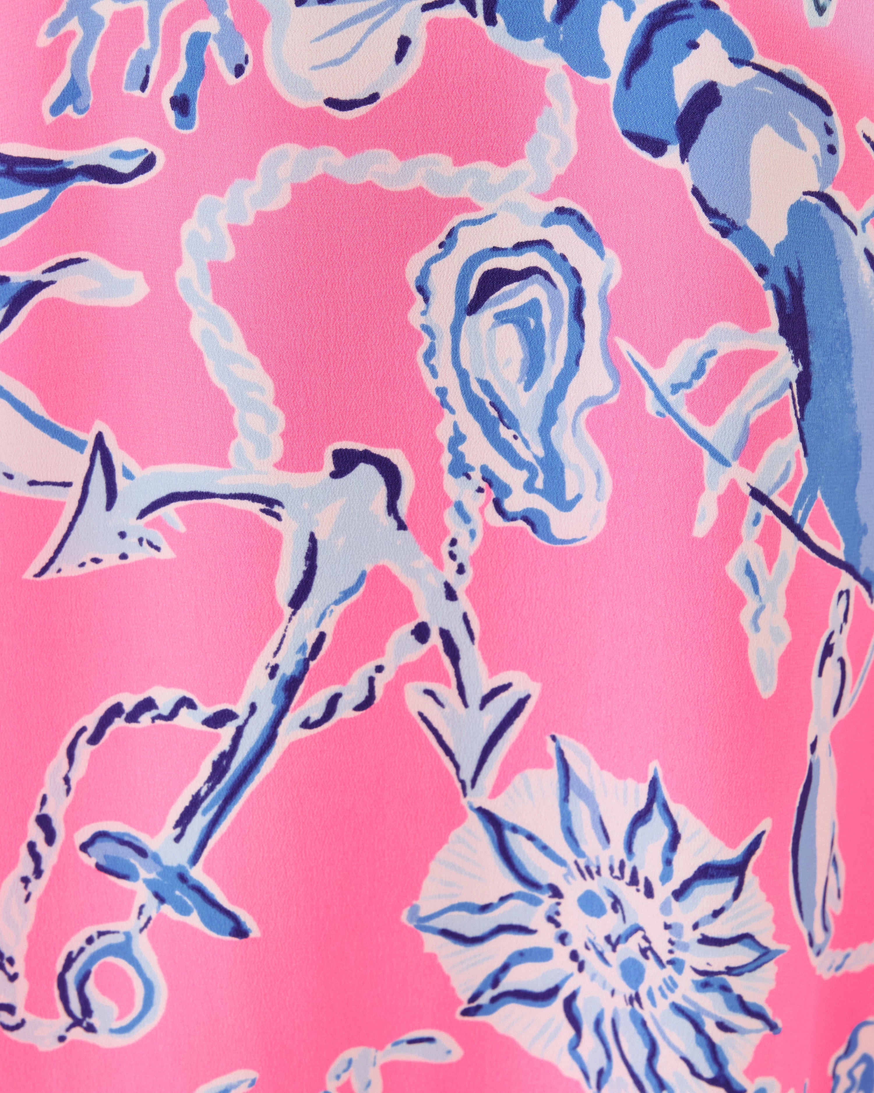 Lilly Pulitzer Verica Silk Maxi Dress - Rousseau Pink - Oversized Barefoot Beachcombers