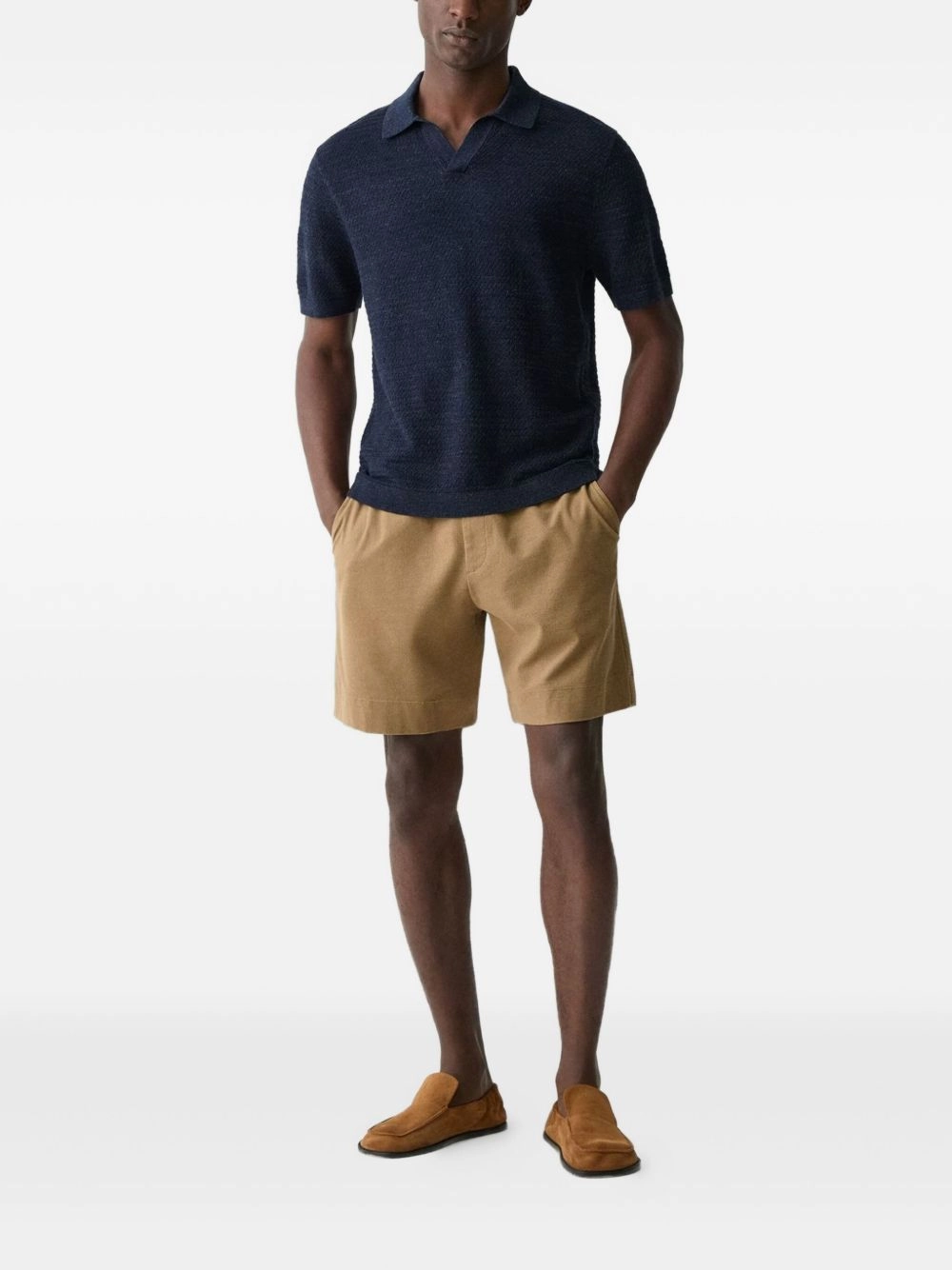 Linen-Blend Polo Shirt