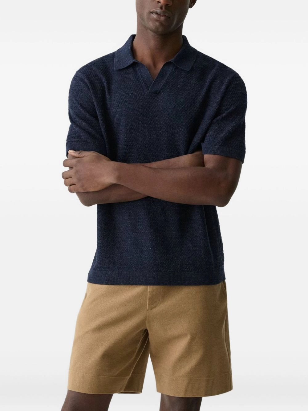 Linen-Blend Polo Shirt