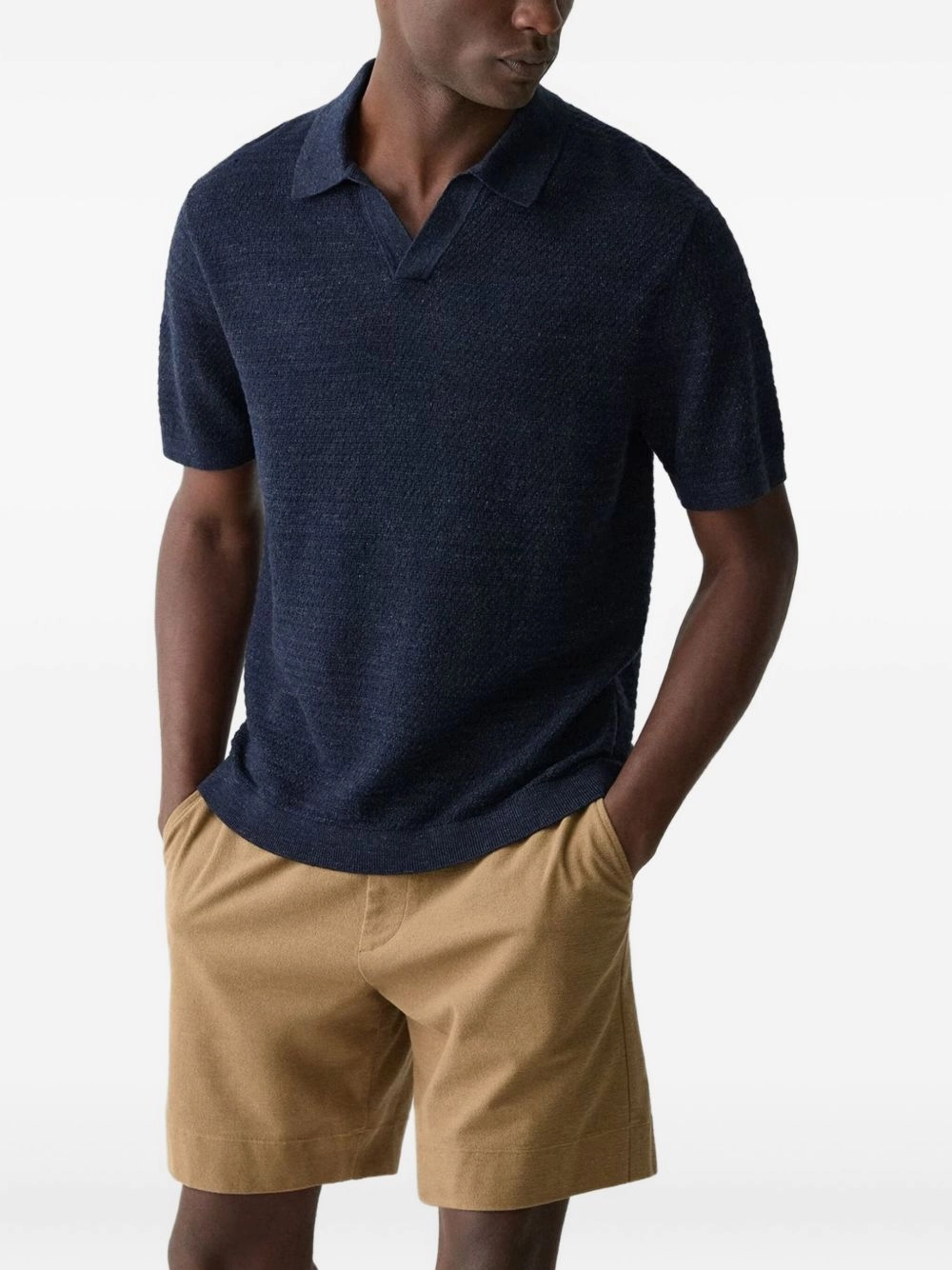 Linen-Blend Polo Shirt