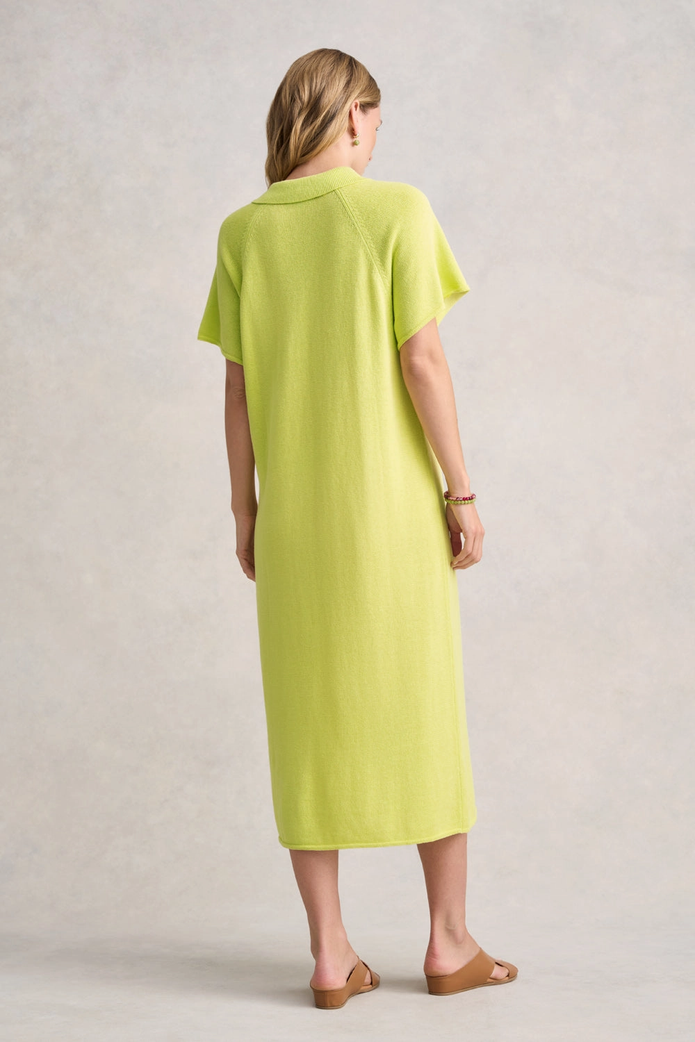 Linen Cotton Knit Dress - Bright Lime