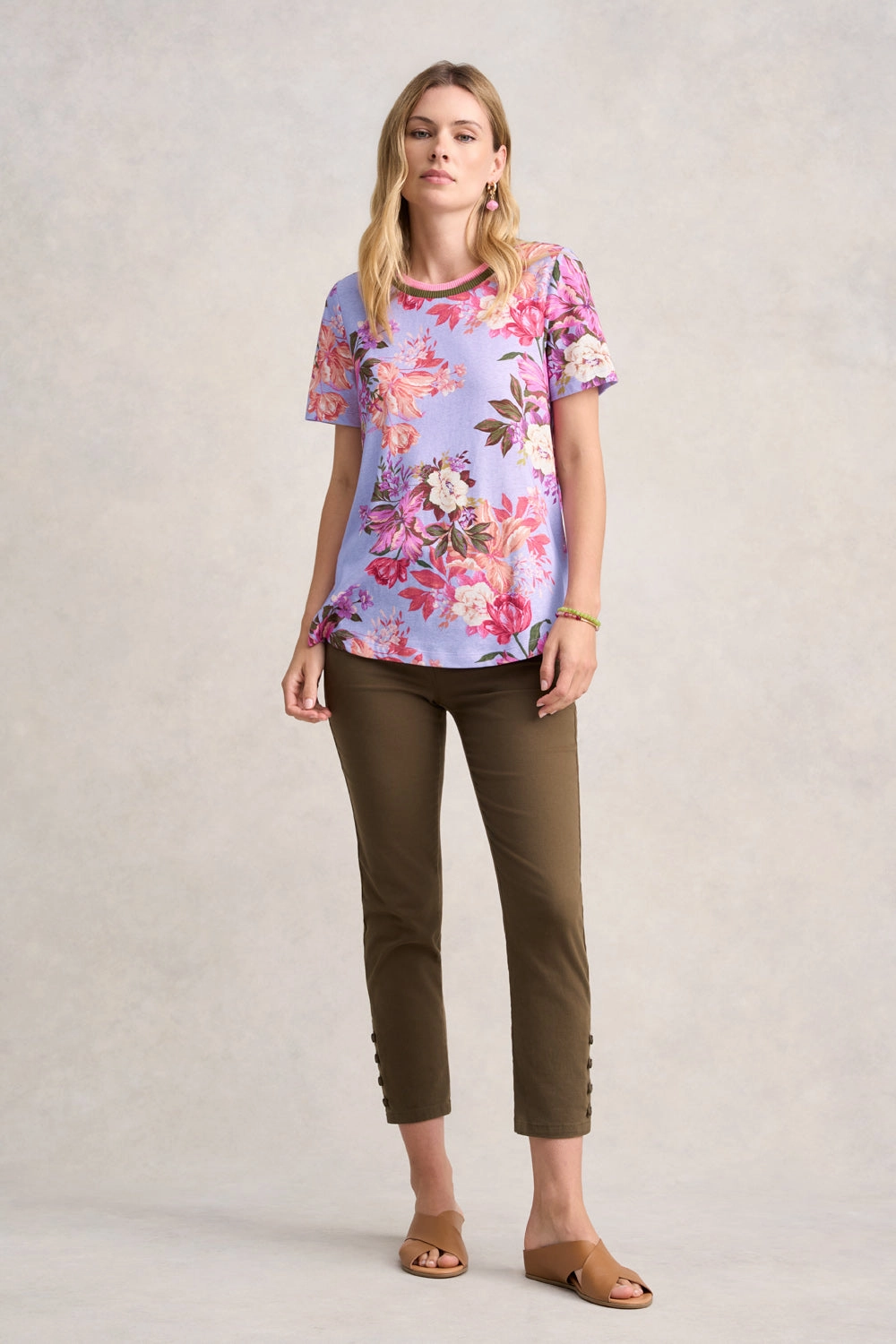 Linen Cotton T-Shirt - Spliced Floral