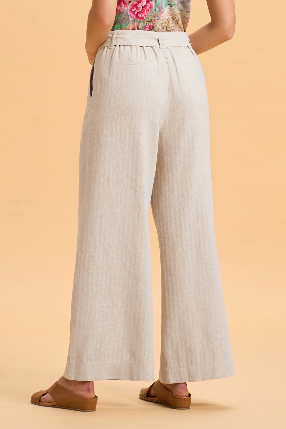 Linen Wide Leg Pant - Sand