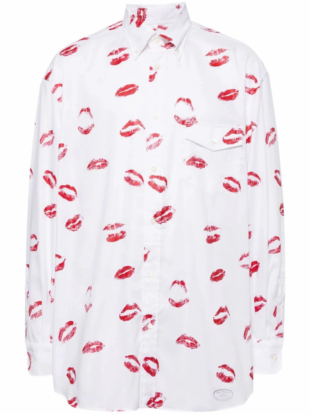 Lip Pattern Button Down Shirt mens polos clearance