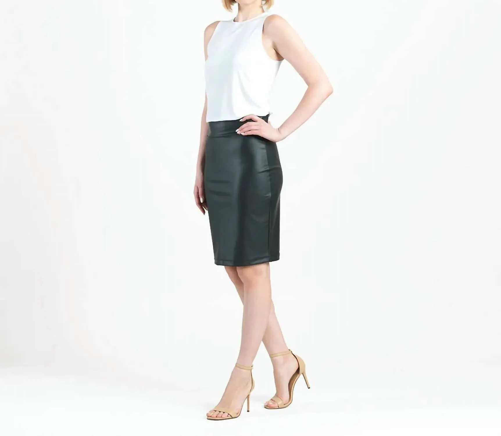 Liquid Pencil Skirt In Black