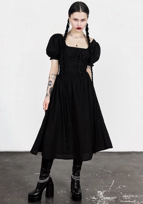 Litha Lace Up Broderie Midi Dress Dresses Womens - beach dresses cheap