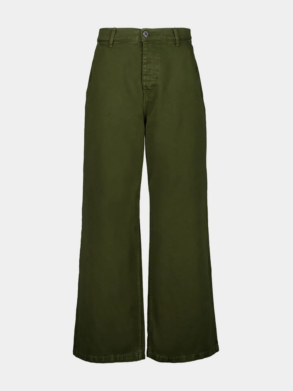 Loden Green Wide Fit Cotton Twill Trousers Bottoms Mens - cheap mens shorts online