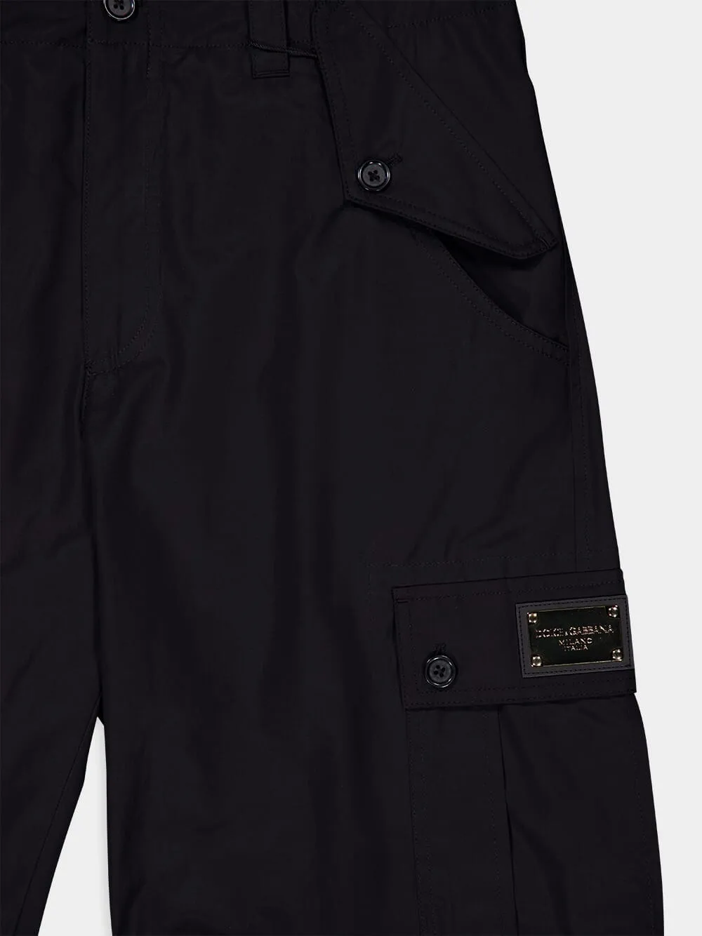 Logo Plate Cotton Cargo Pants