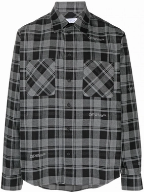 Logo-Embroidered Checked Cotton Shirt mens polos clearance