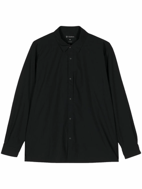 Logo-Embroidered Long-Sleeve Shirt mens polos clearance
