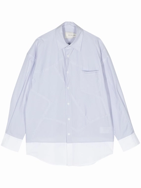 Logo-Embroidered Patchwork Shirt mens polos clearance