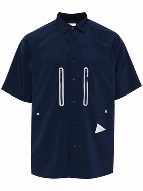 Logo-Print Panelled Shirt mens polos clearance