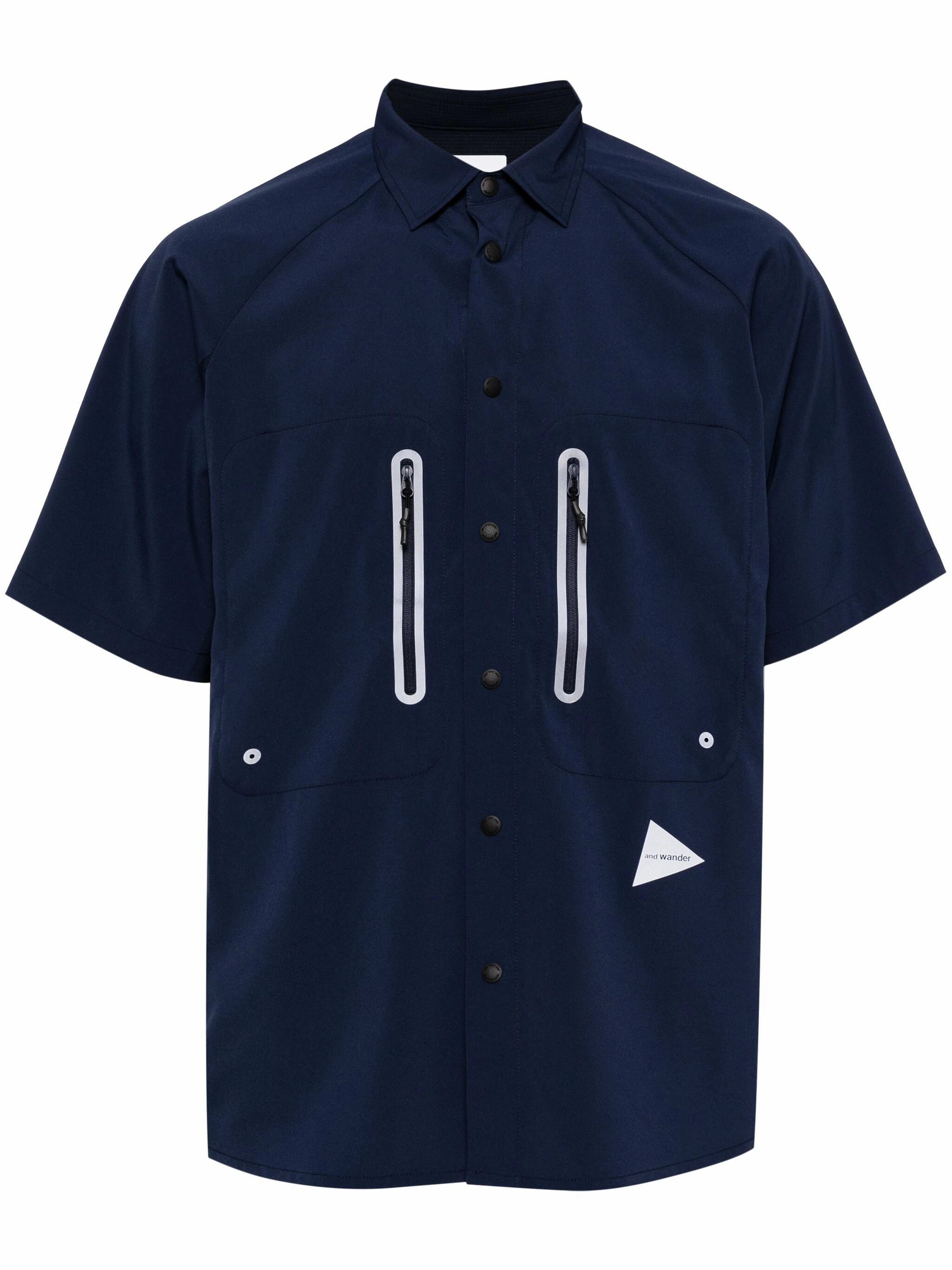 Logo-Print Panelled Shirt mens polos clearance