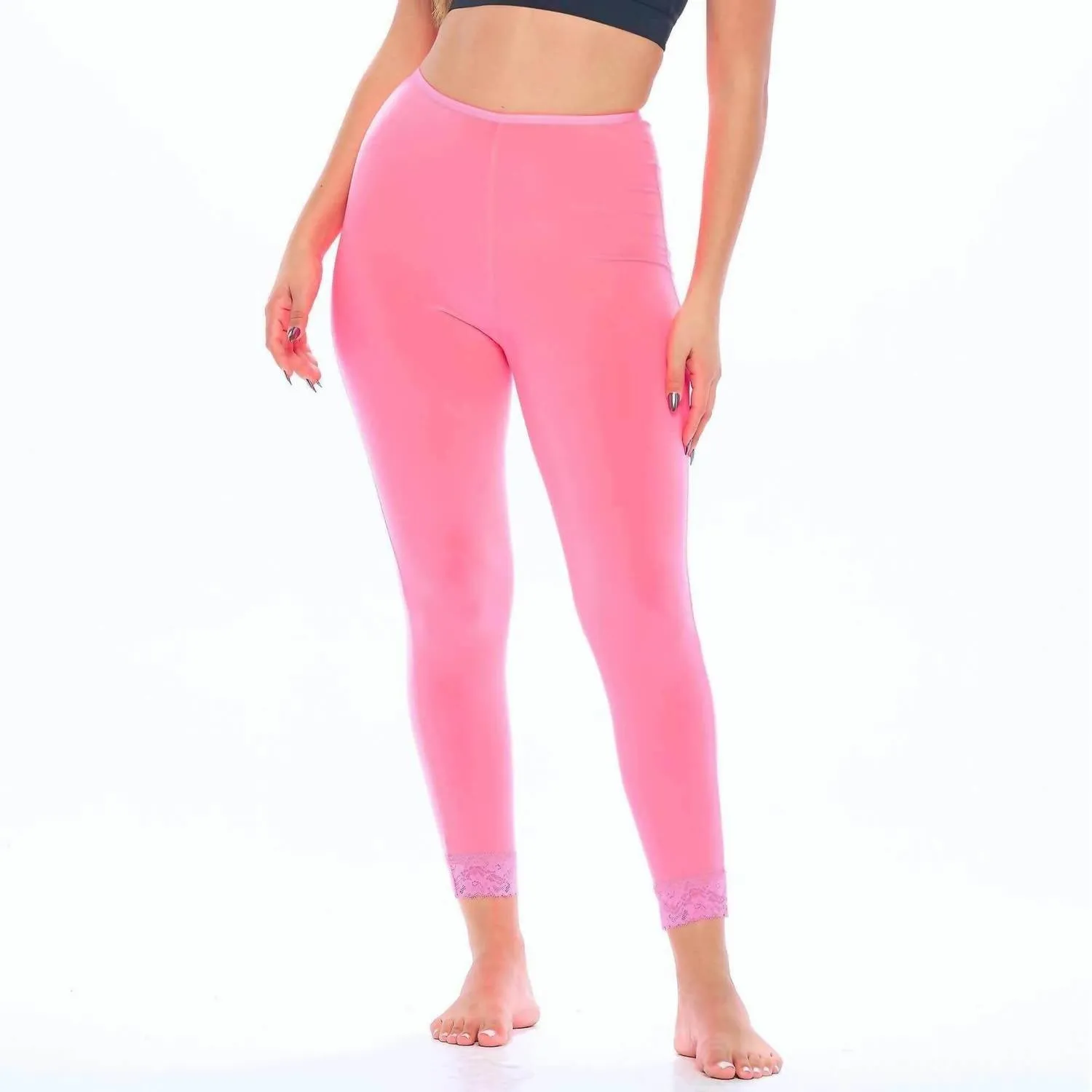 Long Underwear Leggings In Neon Coral Activewear Womens - yoga pants clearance
