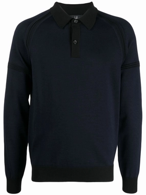 Long Raglan-Sleeve Wool Polo Shirt discount mens shirts