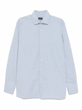 Long-Sleeve Cotton Shirt mens polos clearance