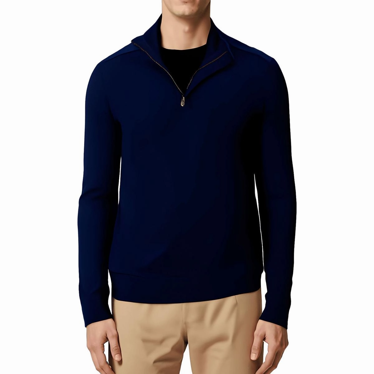 Lorman Mens Zipper Wool Pullover Sweater