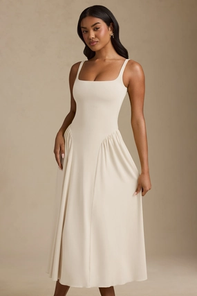 Low-Back A-Line Midaxi Dress in Ivory Dresses - sundresses outlet
