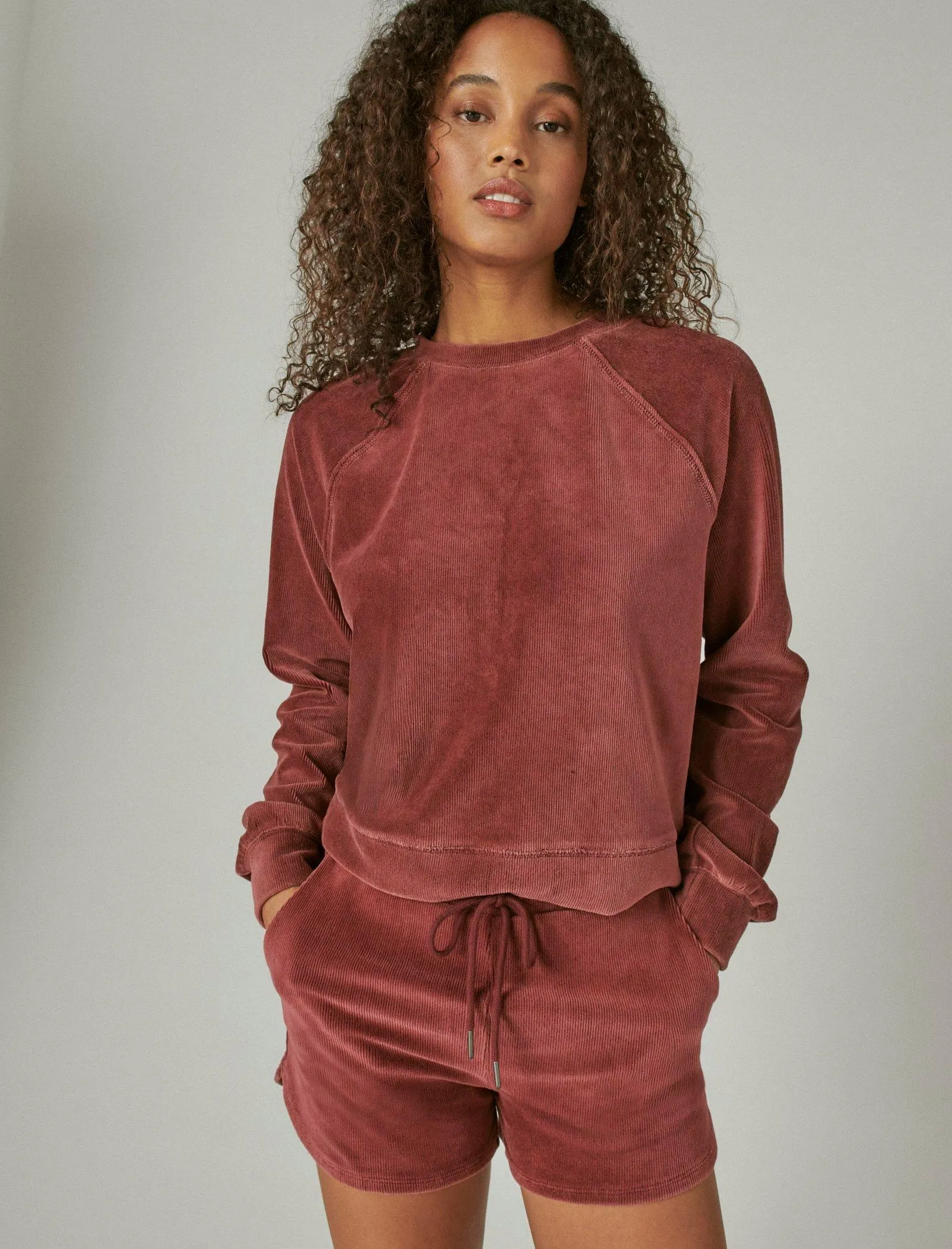 Lucky Brand Women's Ribbed Velour Crew