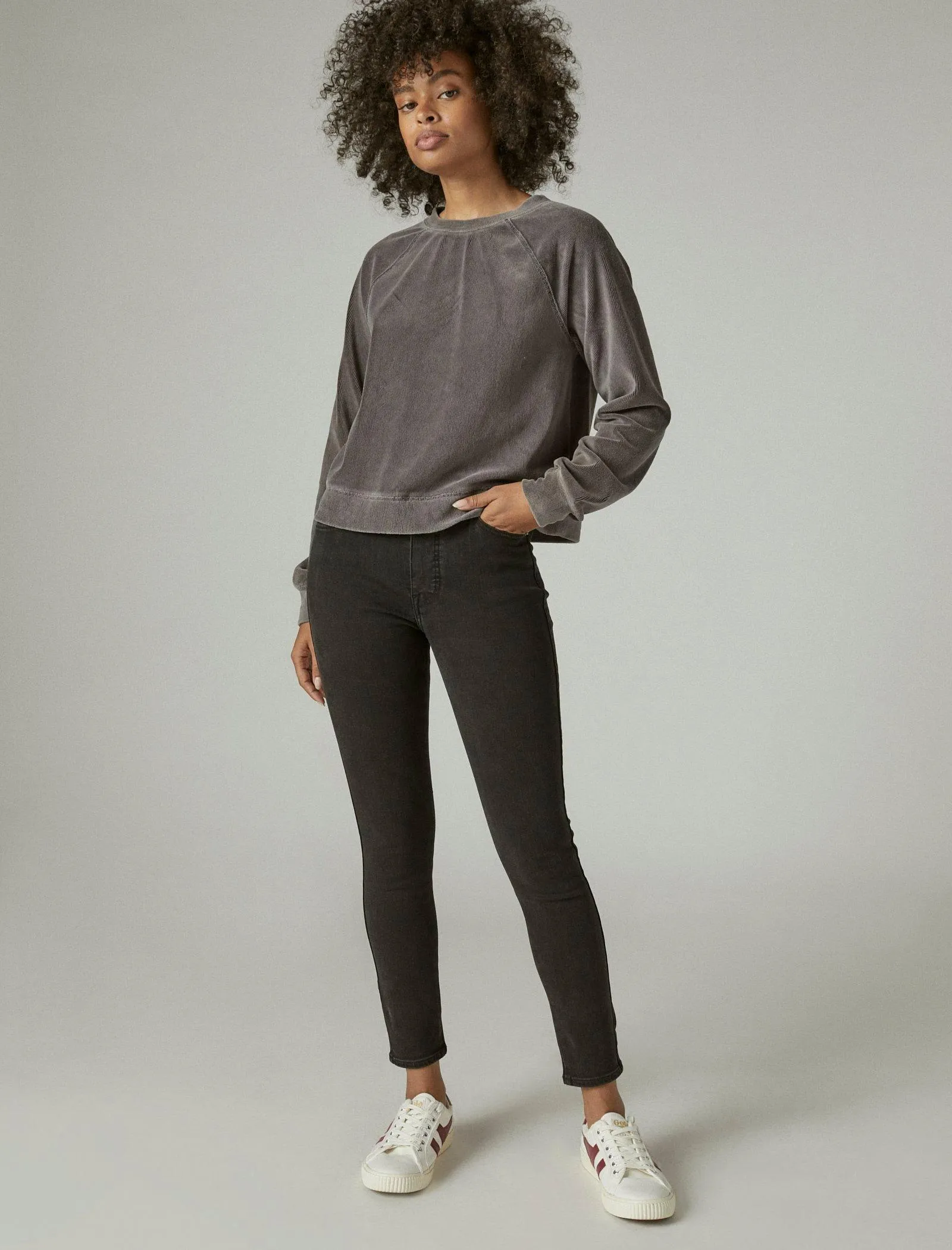 Lucky Brand Women's Ribbed Velour Crew