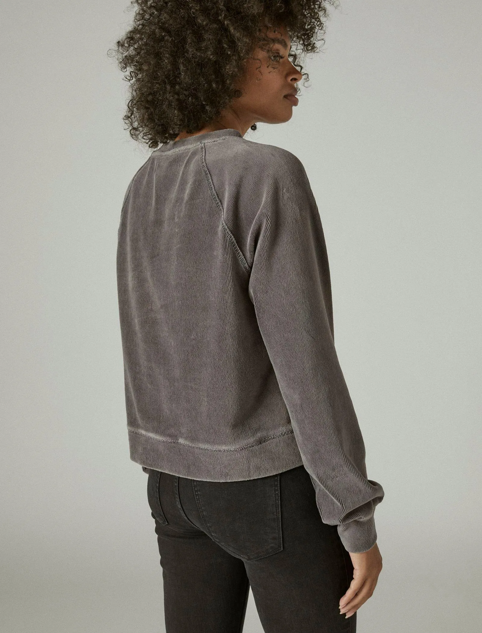Lucky Brand Women's Ribbed Velour Crew