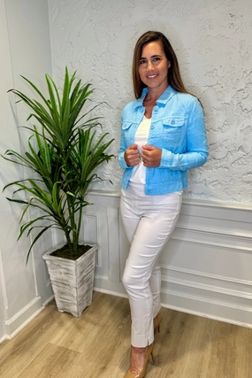 Lulu B Linen Travel Jacket - Clear Blue summer dresses best deals