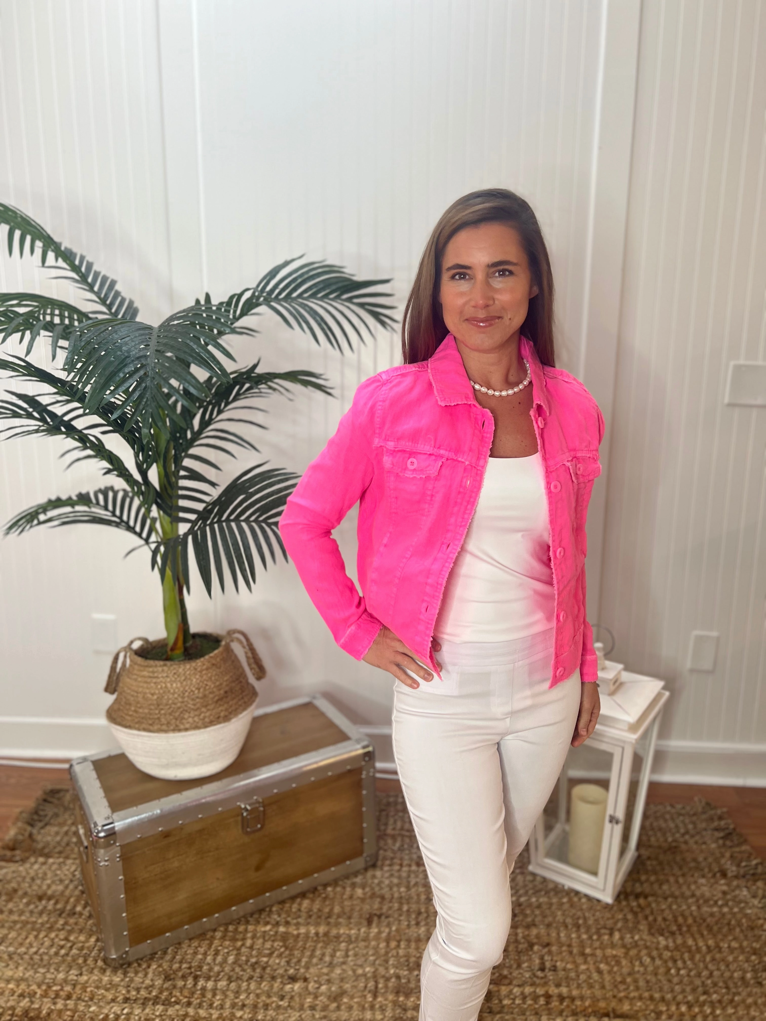 Lulu B Linen Travel Jacket - Clear Pink
