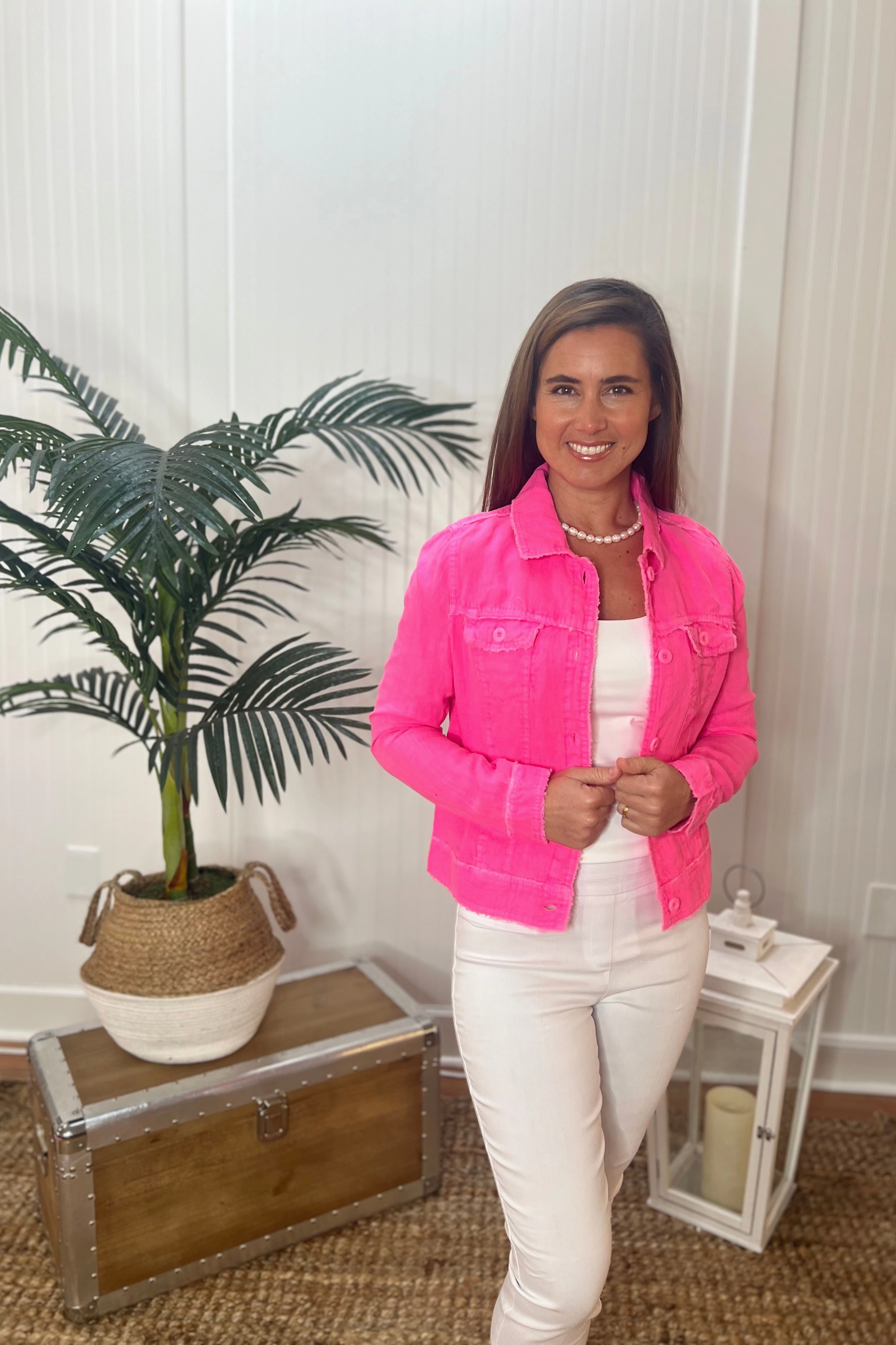 Lulu B Linen Travel Jacket - Clear Pink summer dresses best deals