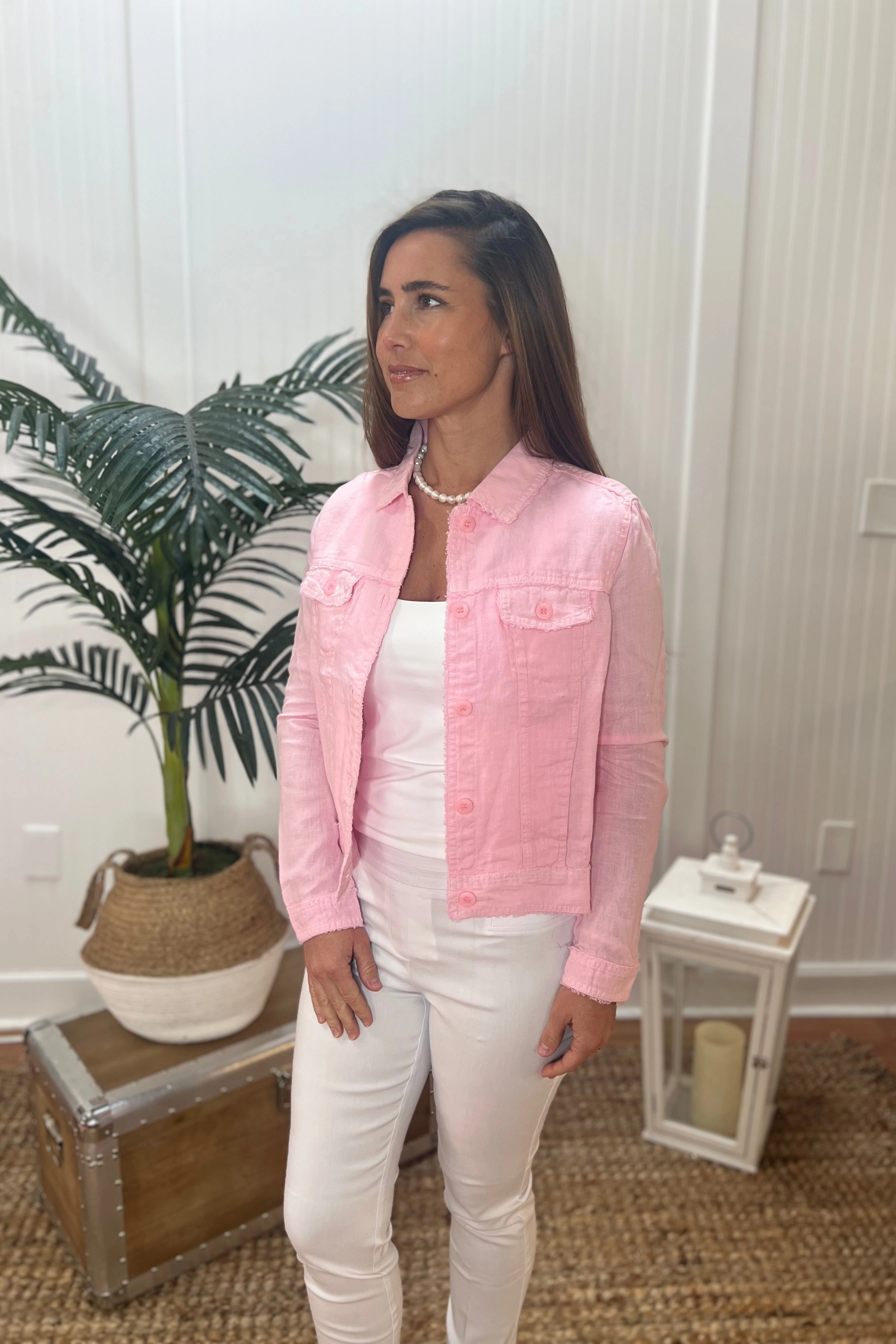 Lulu B Linen Travel Jacket - Siesta Pink summer dresses best deals