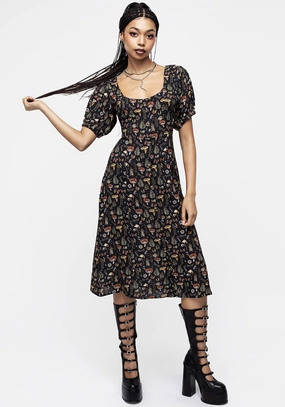 Luthien Puff Sleeve Midi Dress Dresses Womens - beach dresses cheap