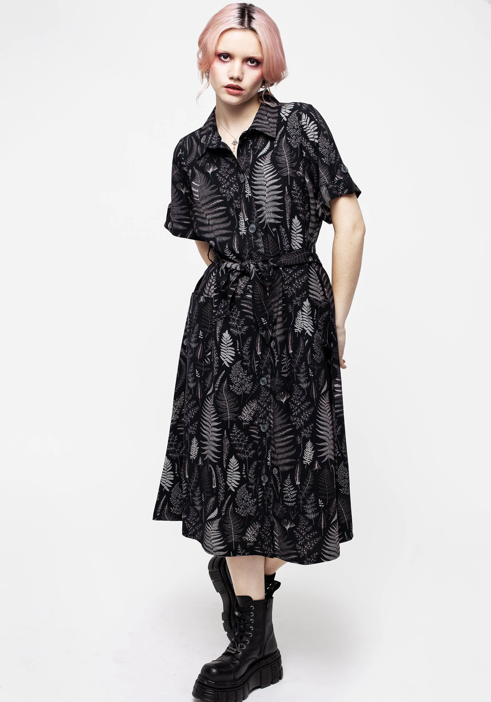 Maidenhair Midi Short Sleeve Shirt Dress Dresses Womens - beach dresses cheap