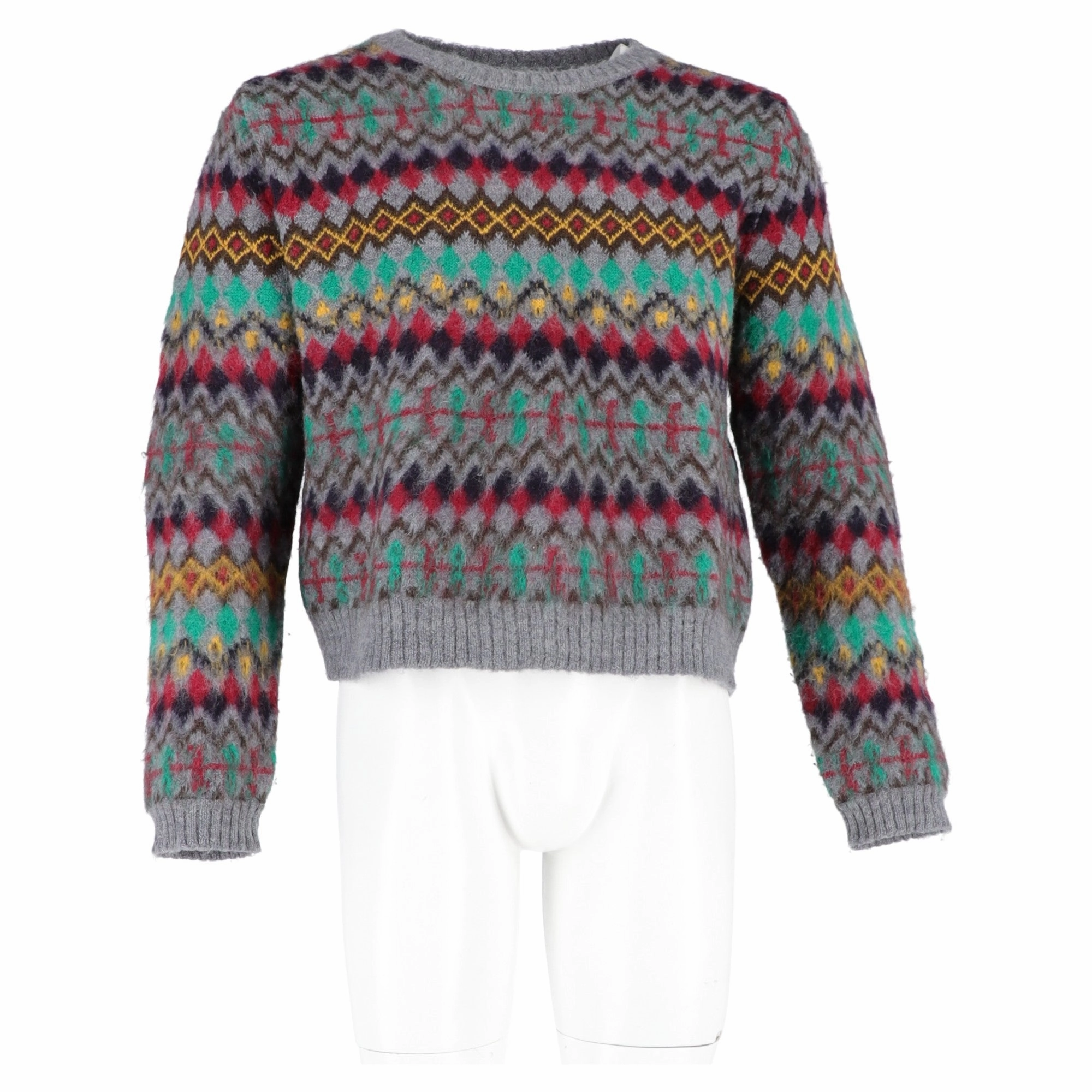 Maison Margiela Knitted Printed Sweater in Multicolor Wool